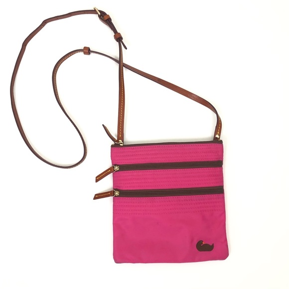 Dooney & Bourke Handbags - Dooney & Bourke Pink Triple Zip Nylon Crossbody